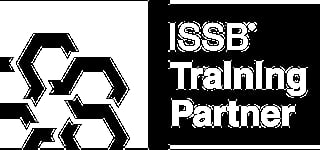ISSB Training Partner logo with hexagonal pattern and text on black background