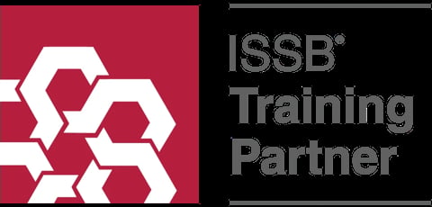 ISSB Training Partner logo with red hexagonal pattern and gray text
